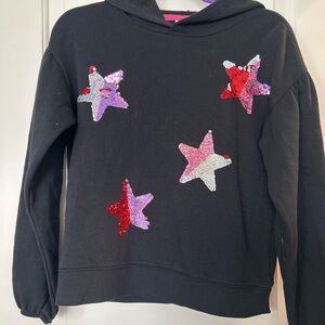 Epic Threads Black Hoodie with Sequin Stars